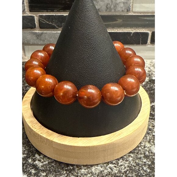 Red Jasper Colored Beaded Stretch Bracelet For Women/Men - Picture 1 of 3